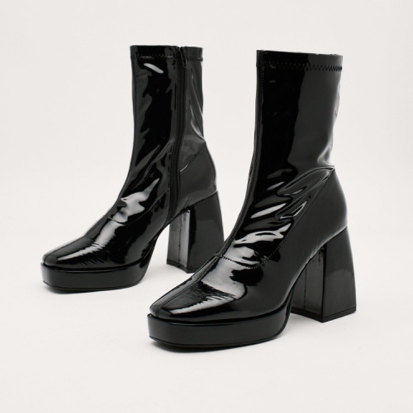 Nasty Gal Stretch Patent Platform Sock Boots - Picture 9 of 9
